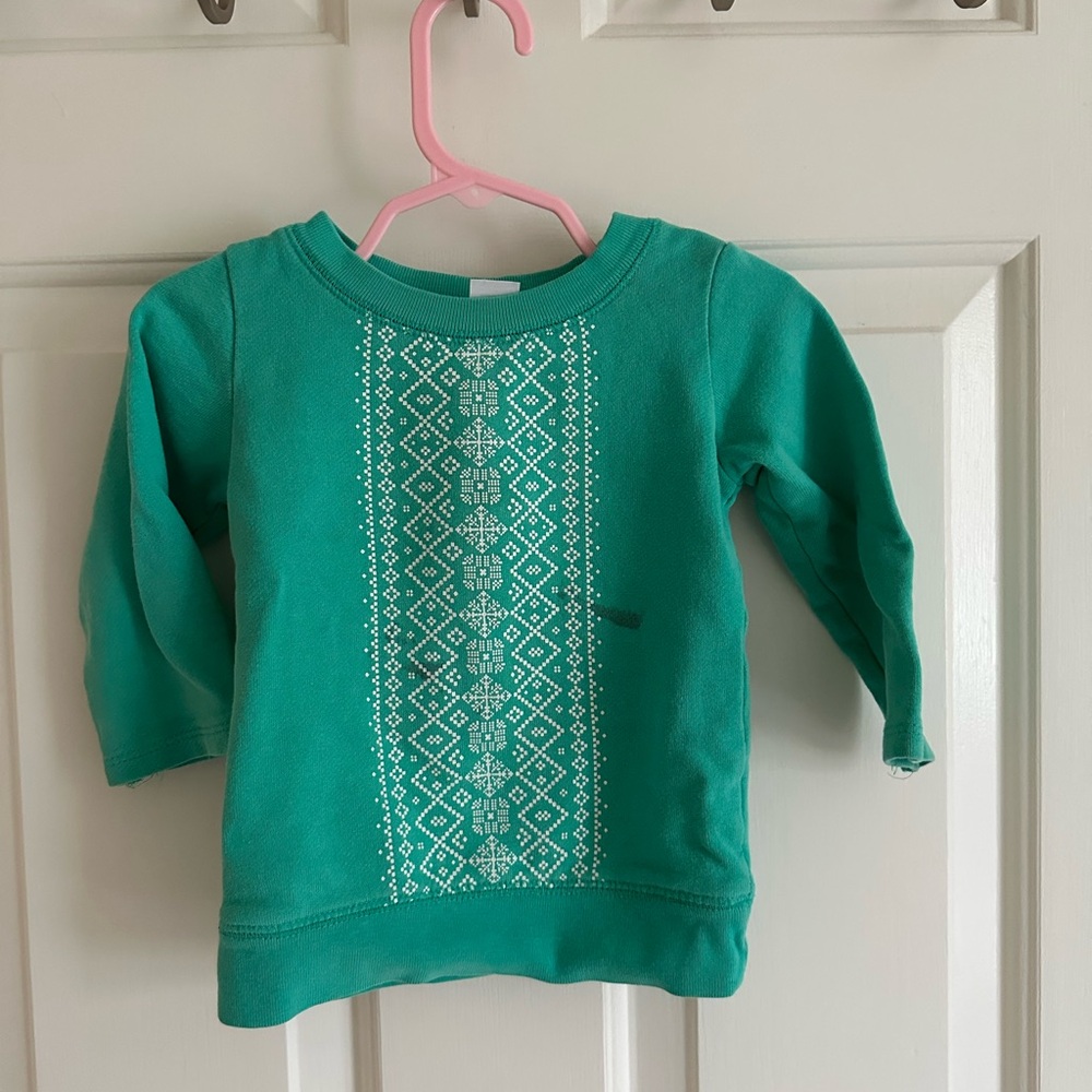 Carter's Green and White Embroidered Sweatshirt